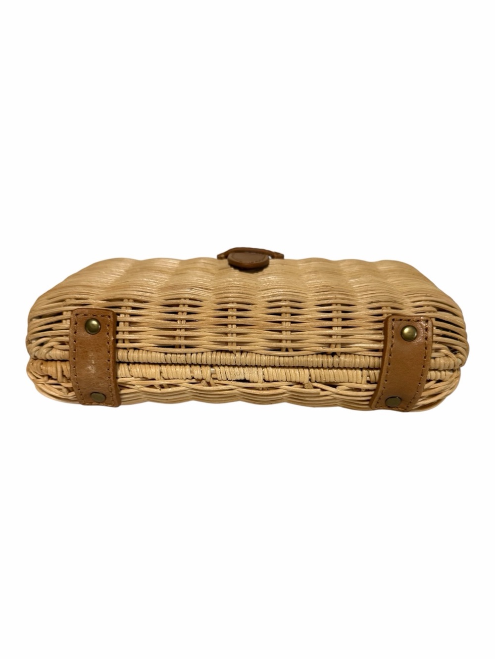 J Crew Wicker Crossbody /Clutch Bag Tan Leather Trim NWT - Picture 9 of 10